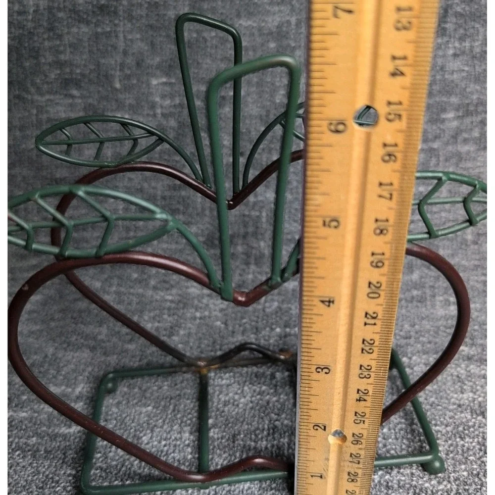 Vintage Wire Metal Apple Napkin Holder Red Green Kitchen Décor Letter Stand